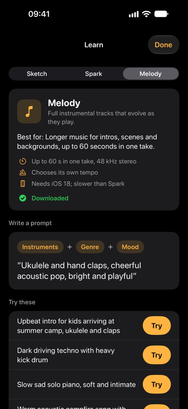 Learn page with prompt tips for each model